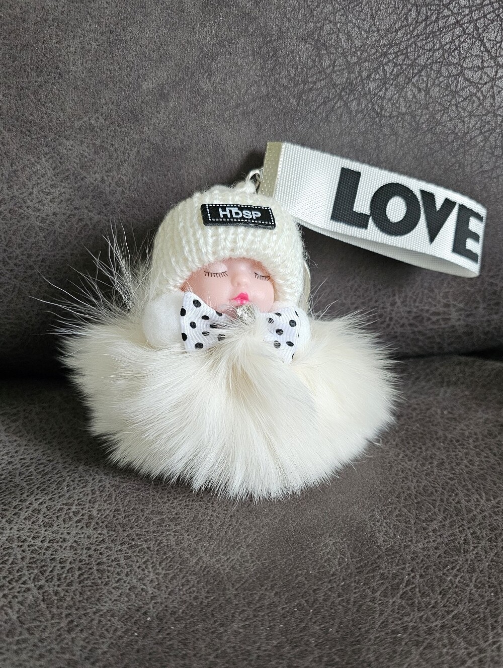 Adorable Pompom Sleeping Baby Keychain